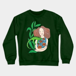 Girl And A Chameleon Crewneck Sweatshirt